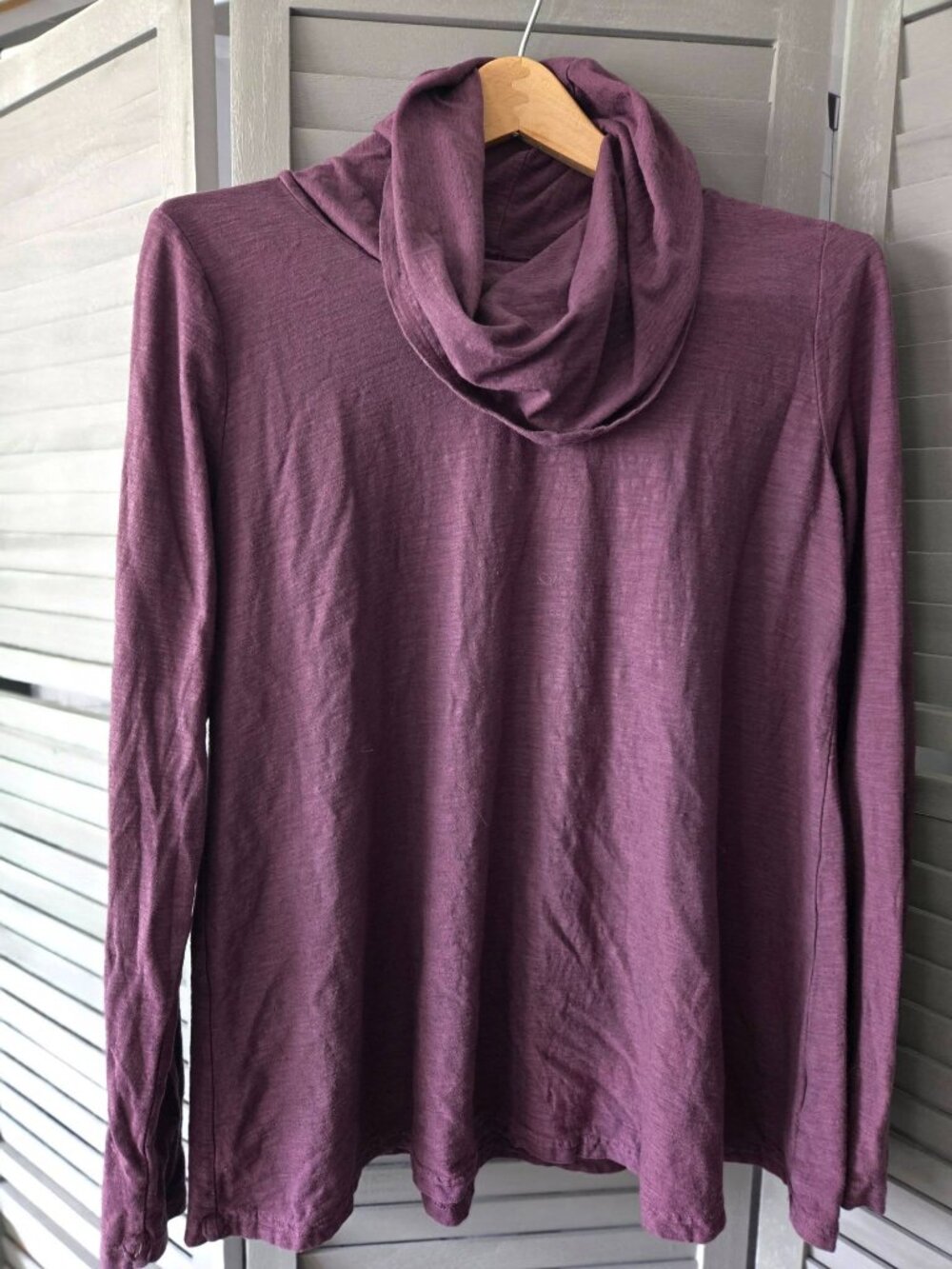 Cut Loose dusty mauvey purple cowl neck linen cotton long sleeve tunic top sz M